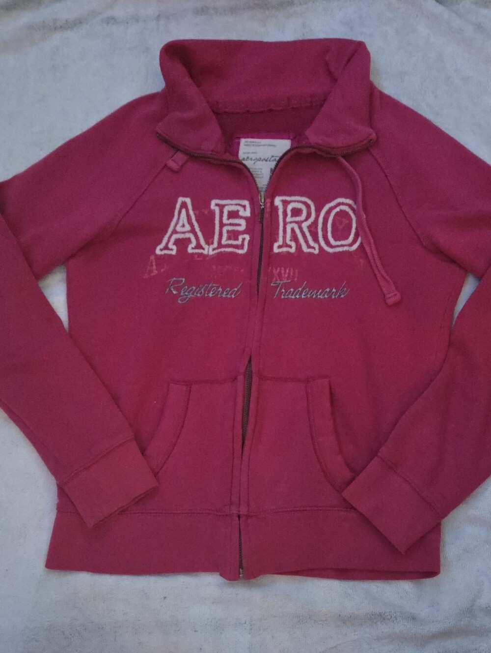 Aeropostale Rose Pink Zip-Up Hoodie with Embroidered Logo